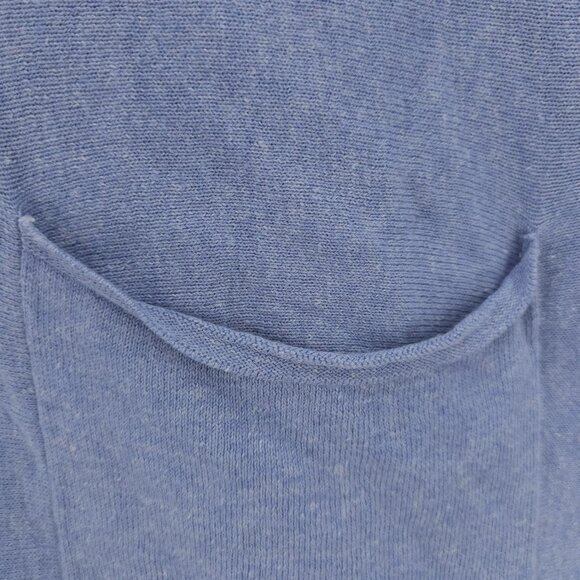 POETRY Hooded Cardigan Poncho Sweater Hooded Blue Cotton Linen Est. L/XL - Picture 6 of 7